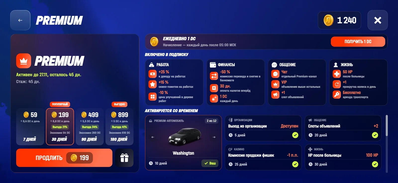 Экран Premium с активной подпиской